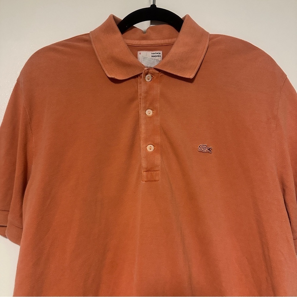 Lacoste Short Sleeve Polo Shirt Mens Size 5 Orange 100% Cotton Casual - Picture 3 of 8